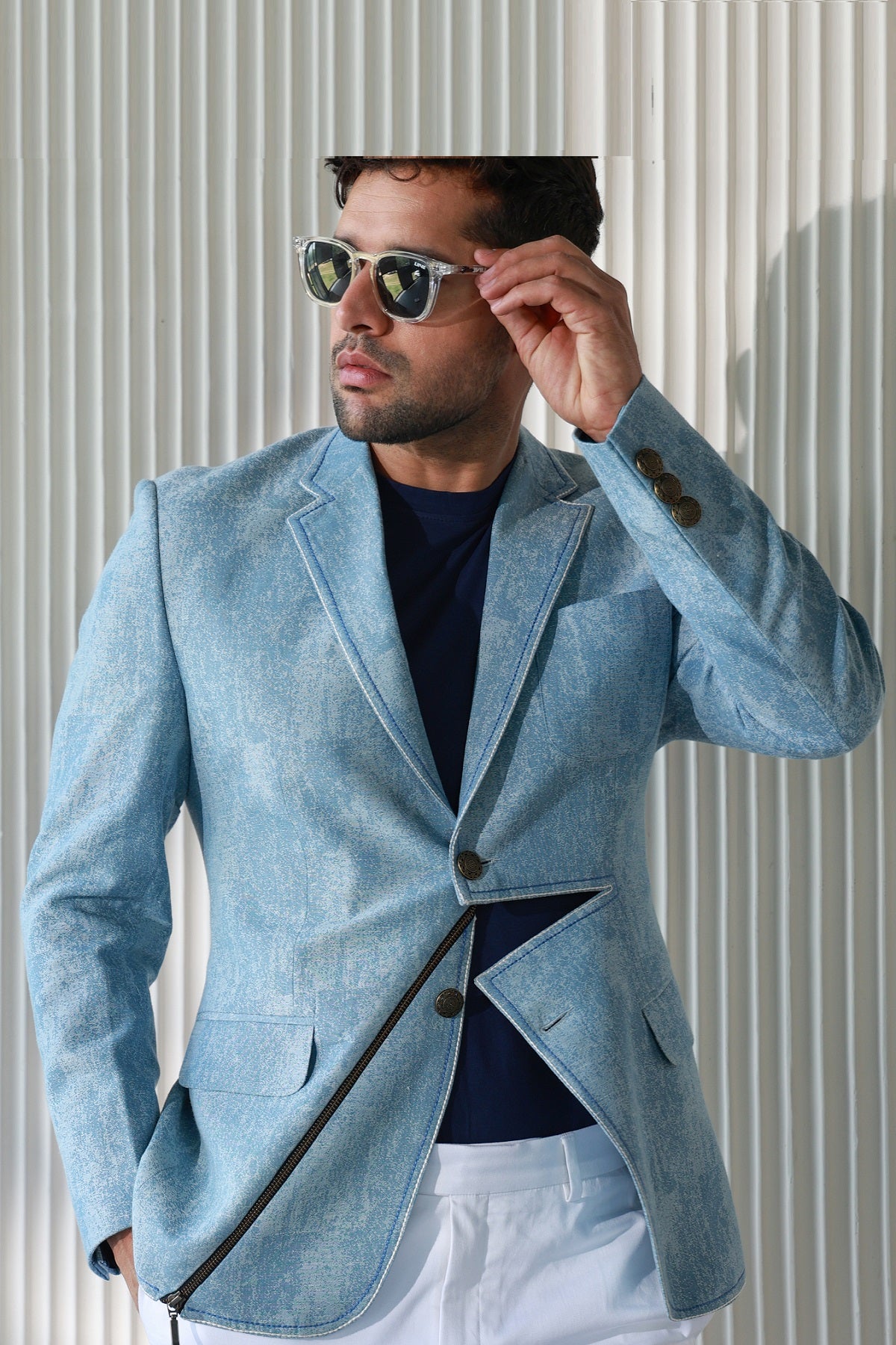 BLUE COTTON DENIM SUIT