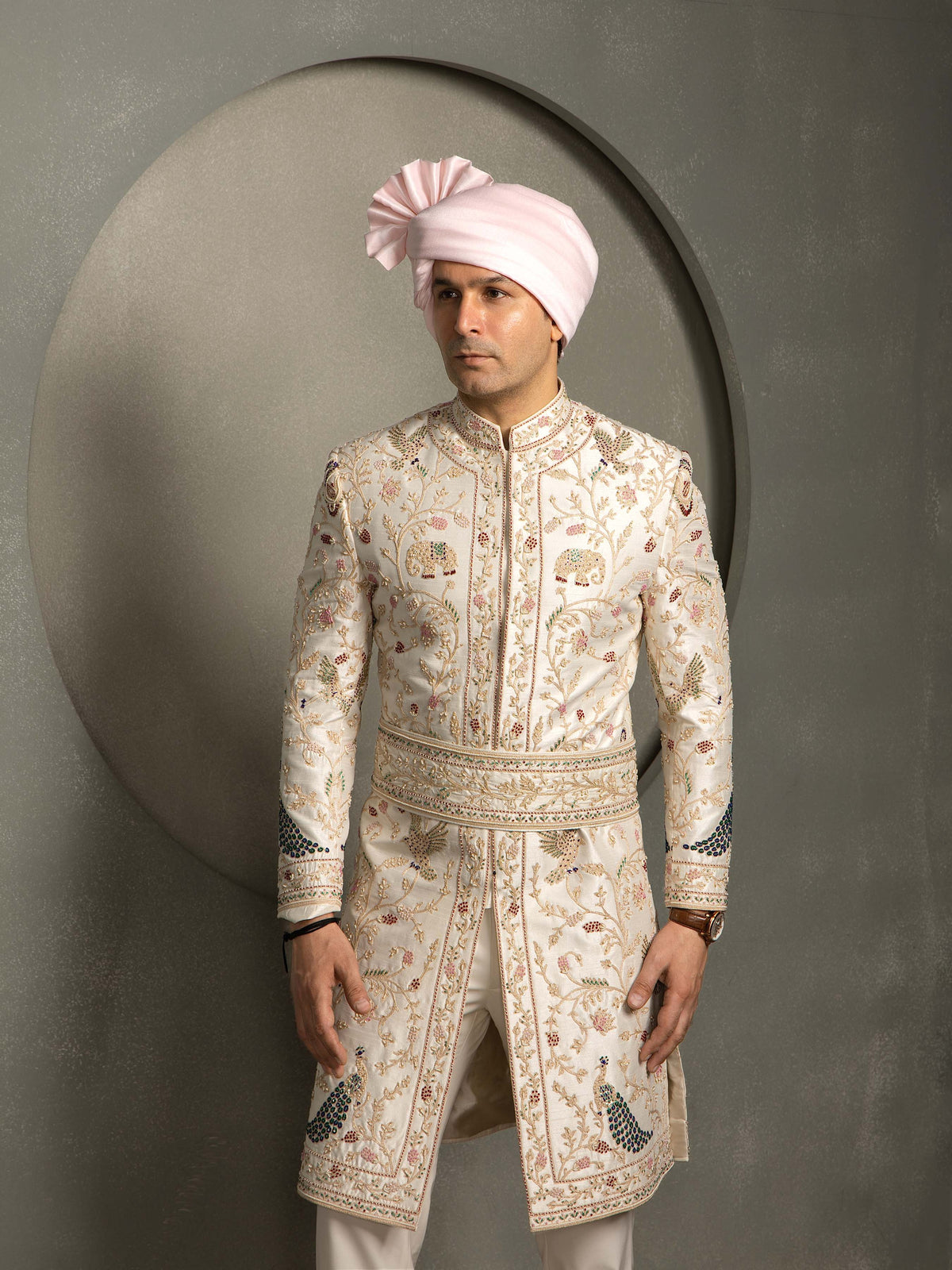 IVORY DORI WITH SEQUNCE HAND EMBROIDERY SHERWANI SET