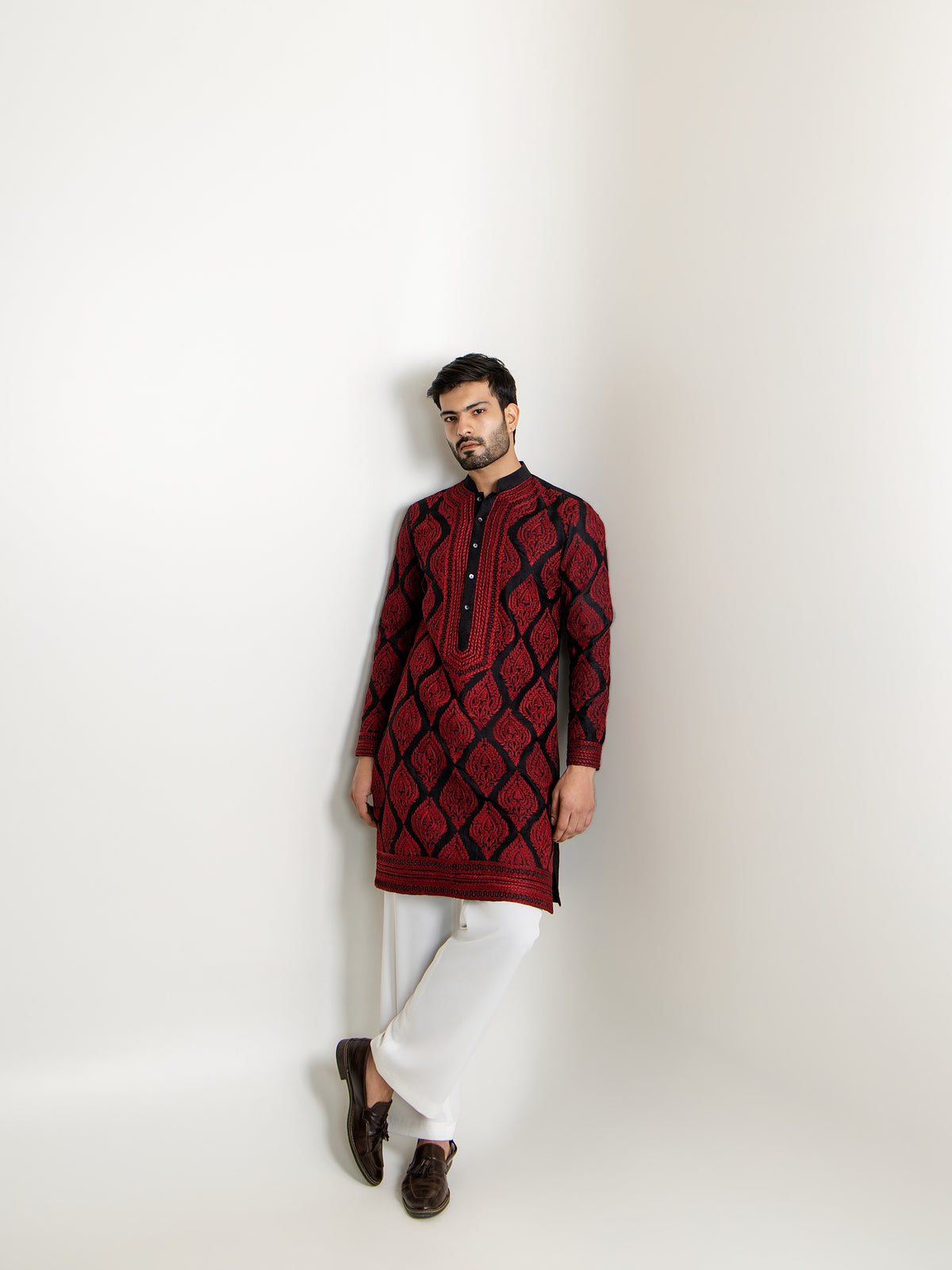 SILK THREAD HAND EMBROIDERY KURTA PANT SET