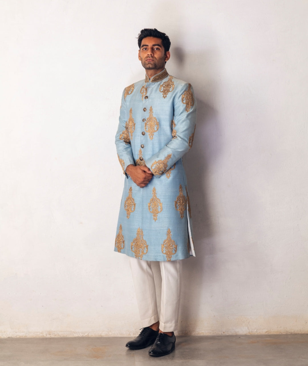 PASTEL ZARI WORK EMBROIDERED SHERWANI