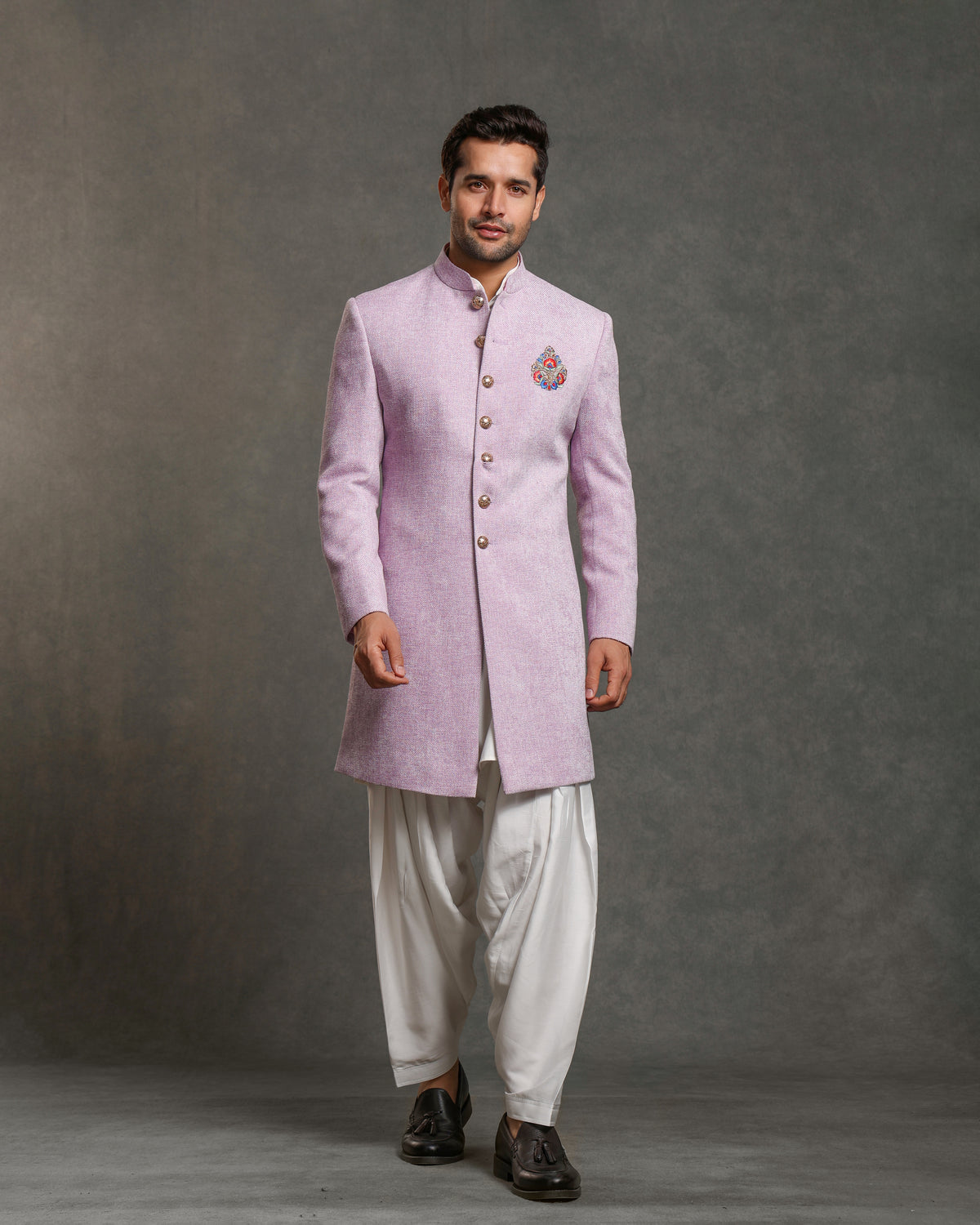 PURPLE EMBROIDERY INDO WESTERN