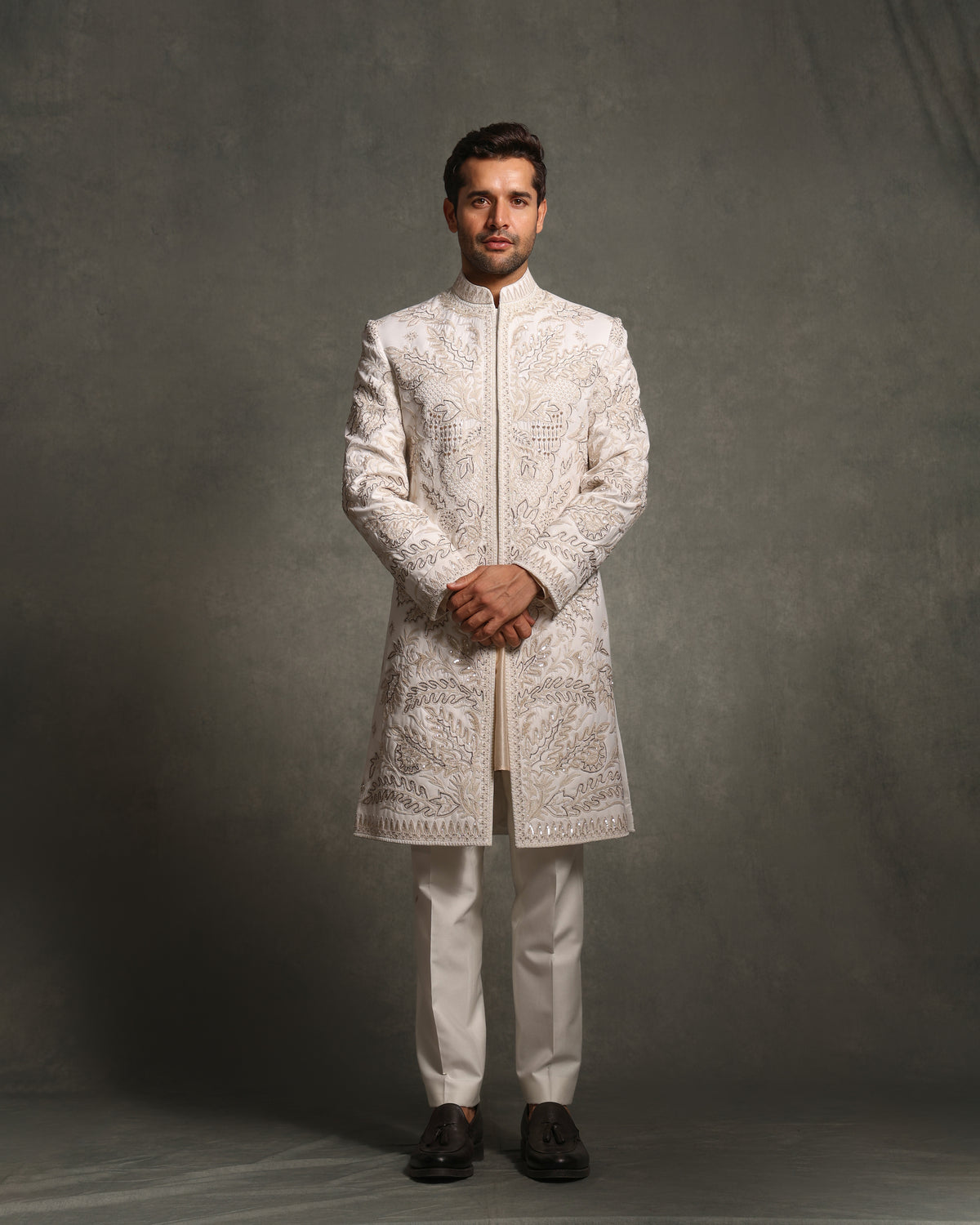 IVORY GLASS CUT EMBROIDERY SHERWANI