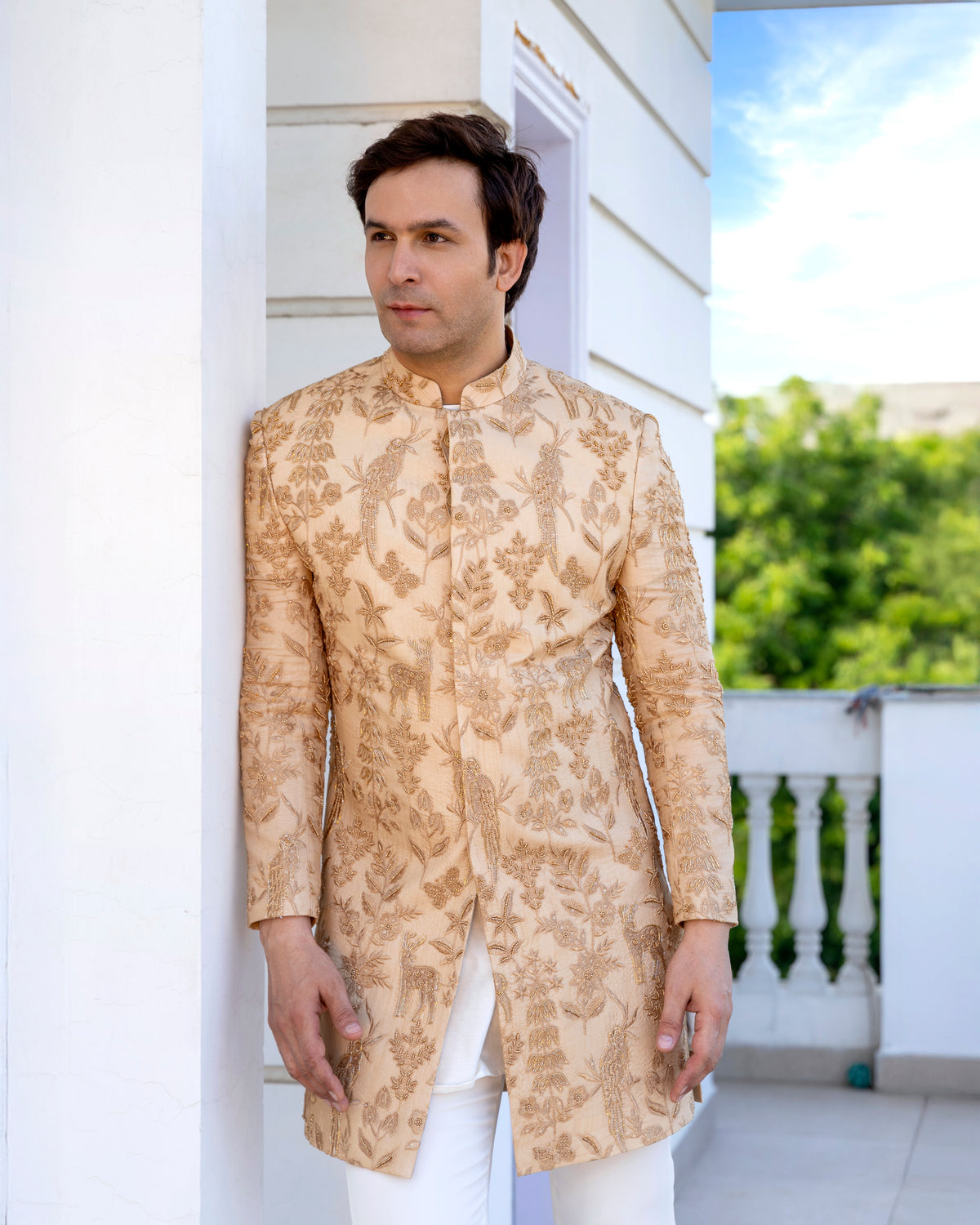 GOLGEN THREAD AND GLASS EMBROIDERY INDOWESTERN SET