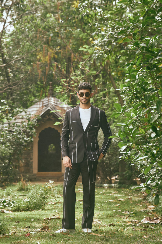 BLACK CASUAL LINEN SUIT SET