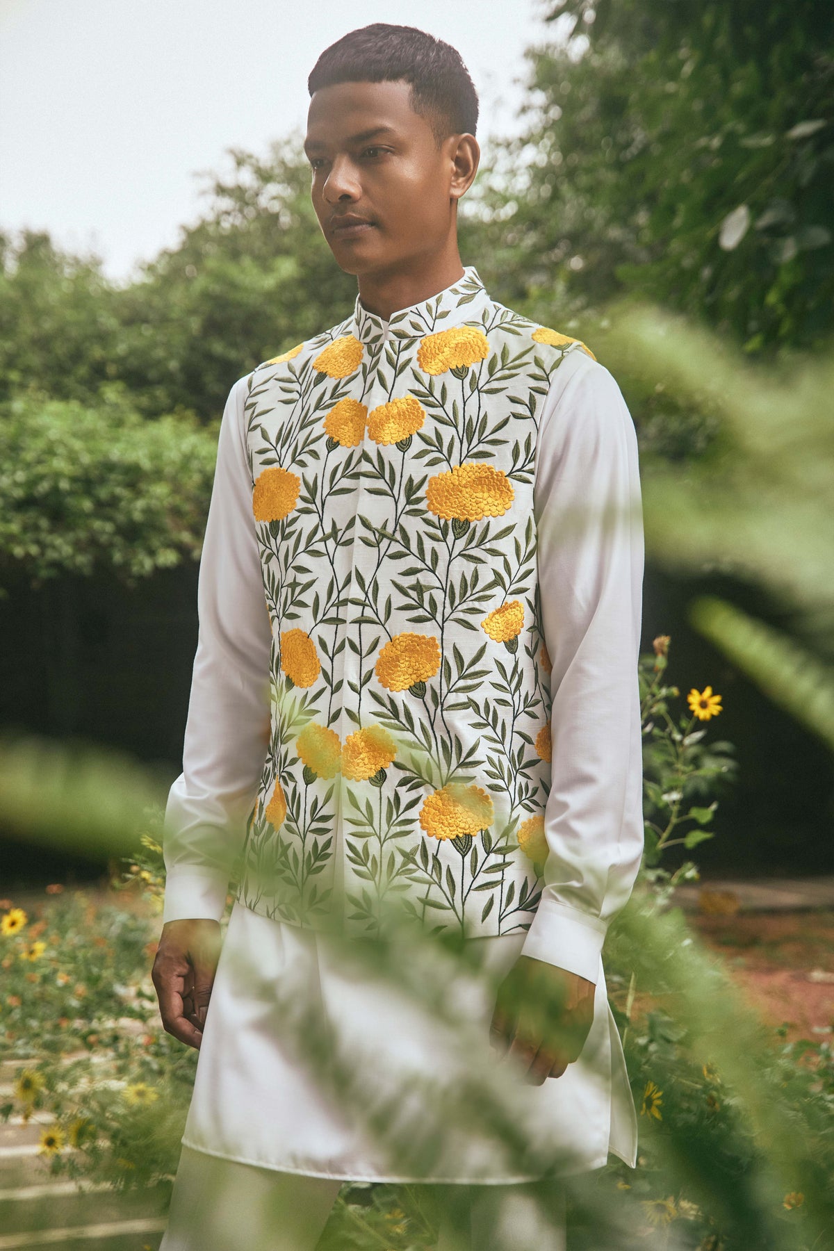 MULTI COLOUR SILK EMBROIDERY NEHRU JACKET SET