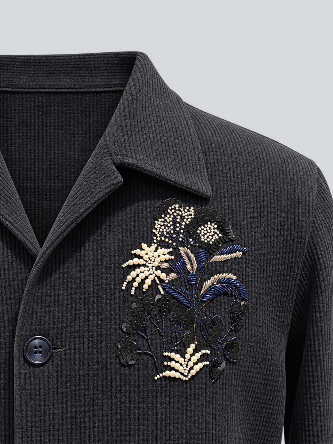 Navy Corduroy Embroidered Jacket