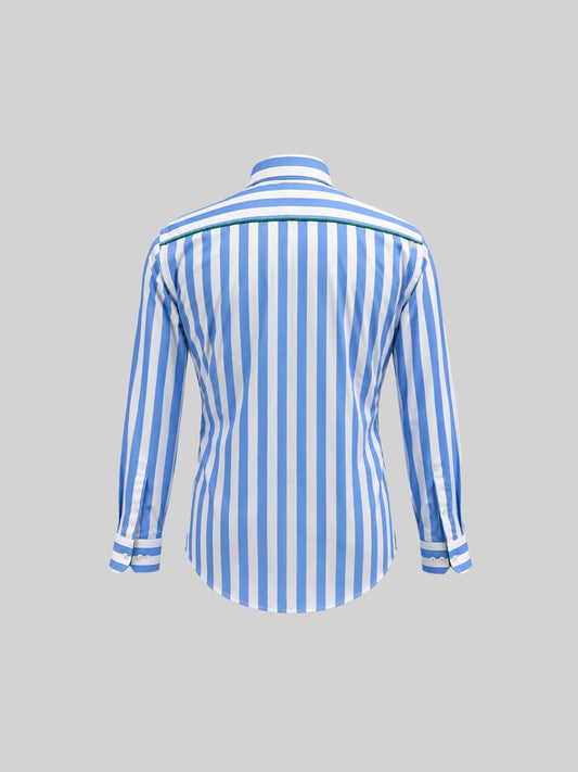 Striped Cotton Shirt with Embroidered Patch