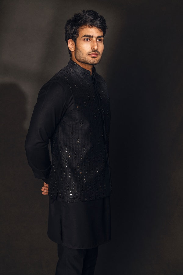 Black mirror work Nehru jacket