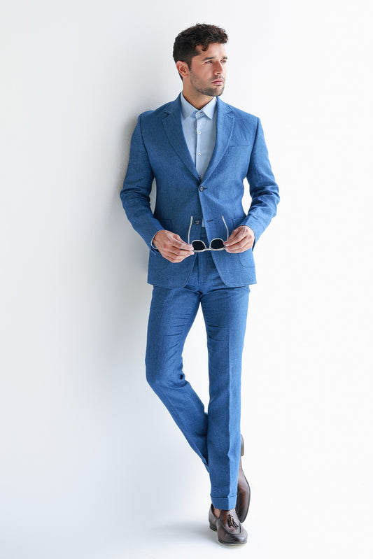 SAPPHIRE BLUE LINEN SUIT