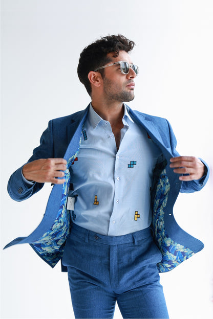 SAPPHIRE BLUE LINEN SUIT