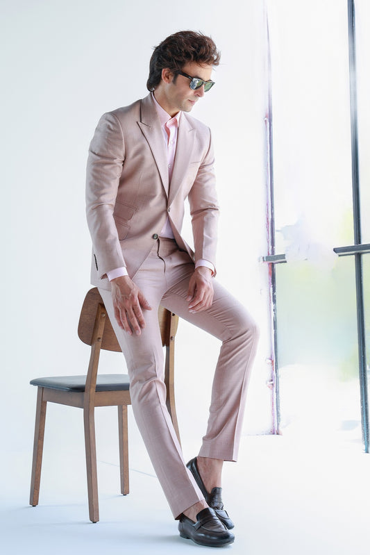 PEACH LINEN SILK SUIT