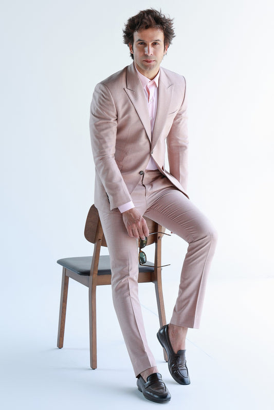 PEACH LINEN SILK SUIT