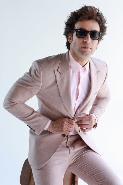 PEACH LINEN SILK SUIT