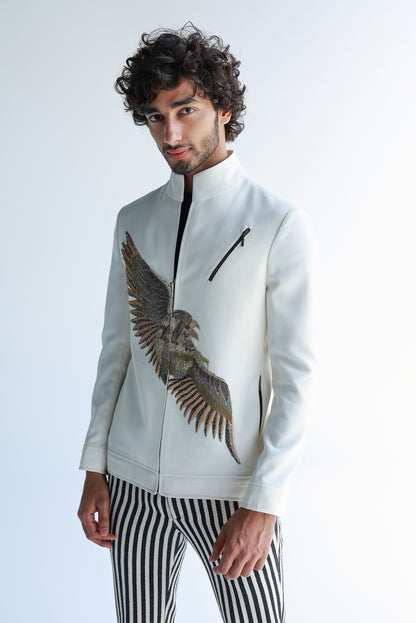 EAGLE HAND EMB. ZIPPER JACKET STRIPE PANTS