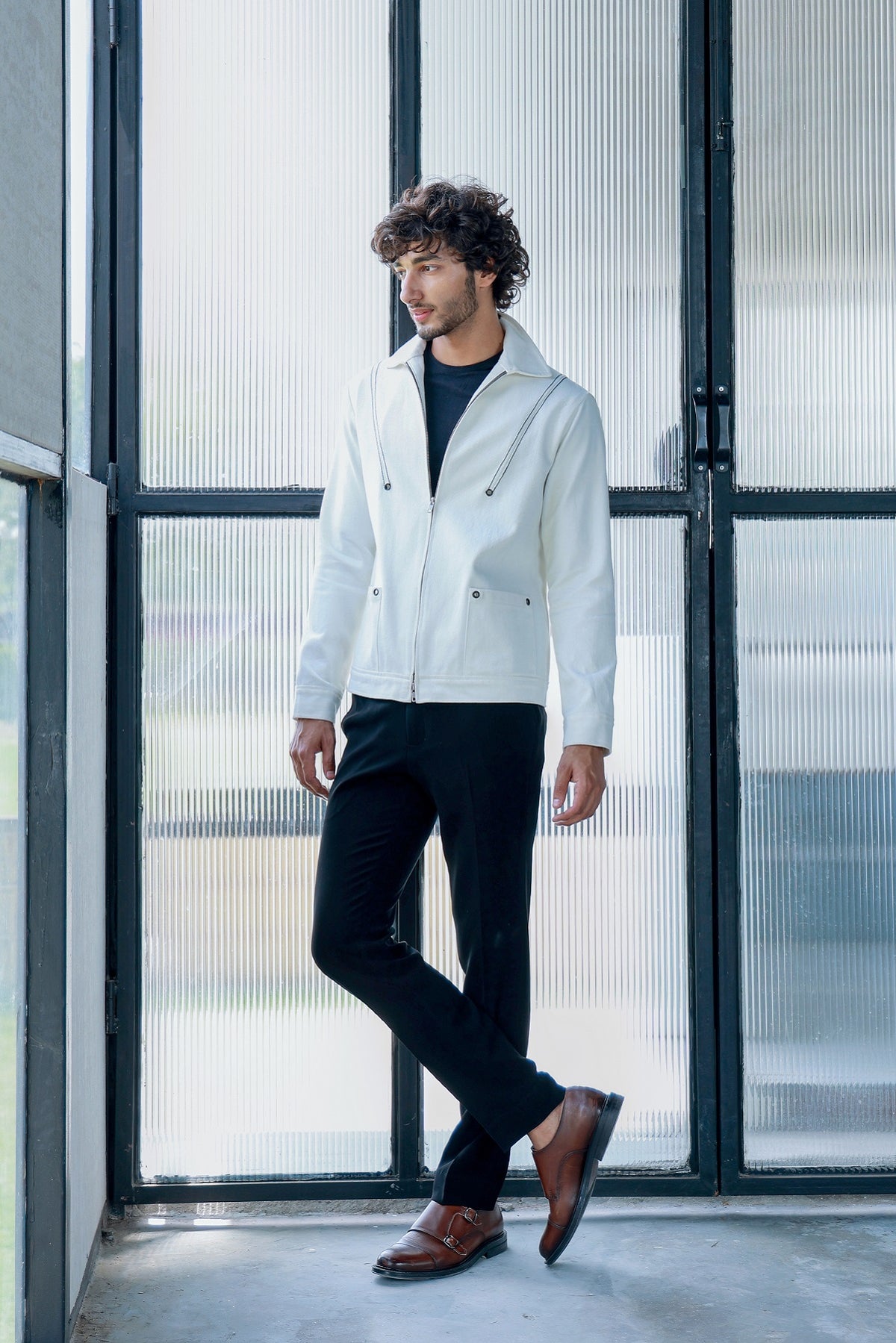 OFFWHITE DENIM JACKET WITH PANTS