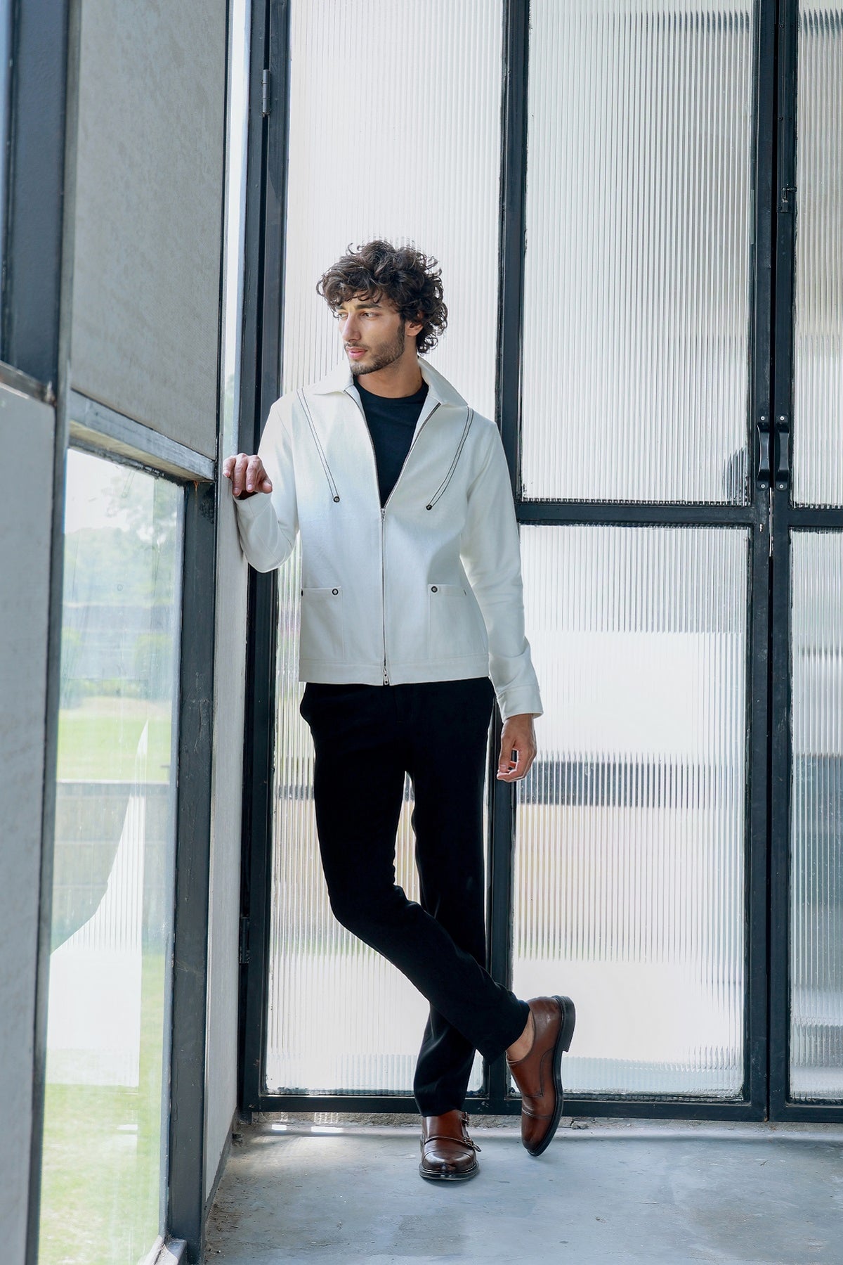 OFFWHITE DENIM JACKET WITH PANTS
