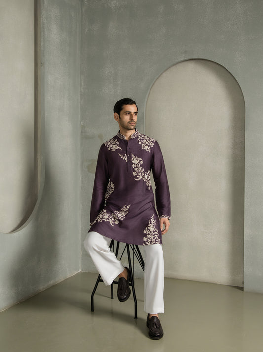 FLORAL SILK EMBROIDRY KURTA PANT