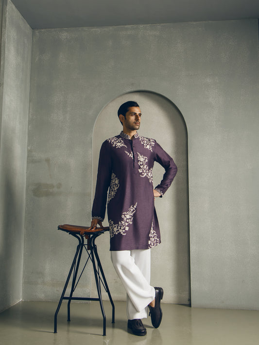 FLORAL SILK EMBROIDRY KURTA PANT