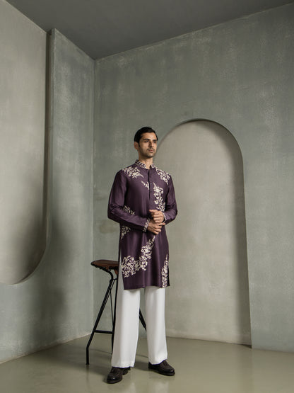 FLORAL SILK EMBROIDRY KURTA PANT