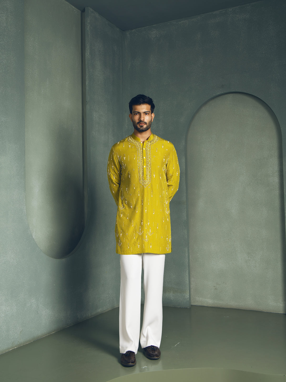 SEQUENCE WITH GLASS CUT EMBROIDERY KURTA PANT SET