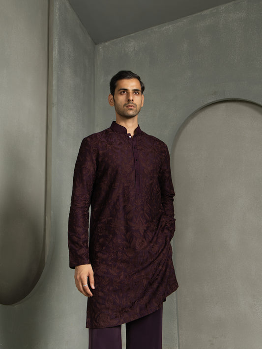 SILK THREAD EMBROIDERY KURTA PANT SET