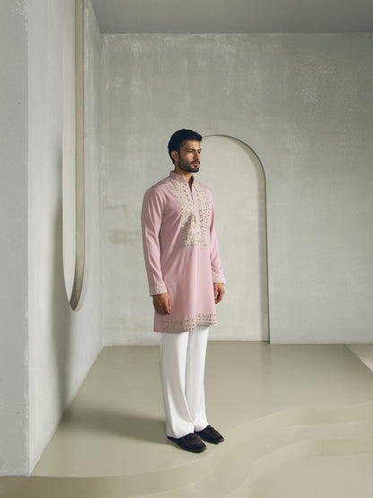 GOLDEN THREAD MIRROR EMBROIDERY KURTA PANT SET