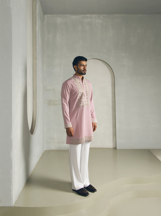 GOLDEN THREAD MIRROR EMBROIDERY KURTA PANT SET