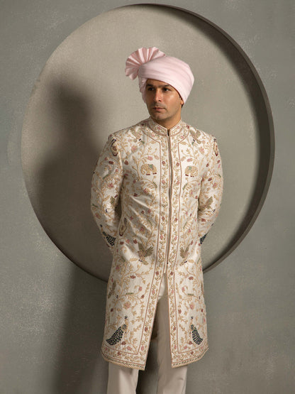 IVORY DORI WITH SEQUNCE HAND EMBROIDERY SHERWANI SET