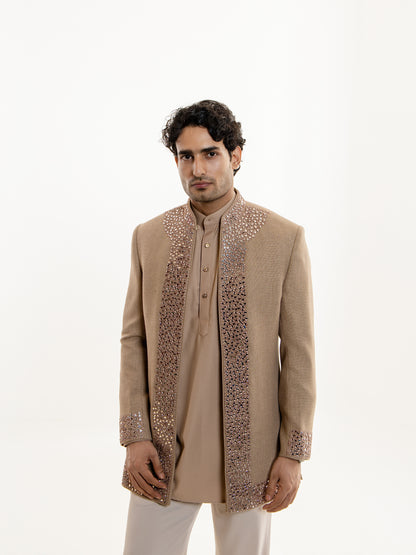 MIRROR WORK EMBROIDERY OPEN INDO WESTERN SET