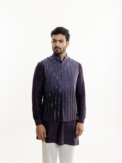 OMBRE VOILET GLASS EMBRODIERY NEHRU JACKET SET