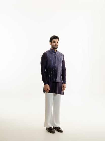 OMBRE VOILET GLASS EMBRODIERY NEHRU JACKET SET
