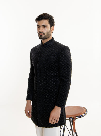FULLY GLASS-CUT WORK INDO WESTERN SET