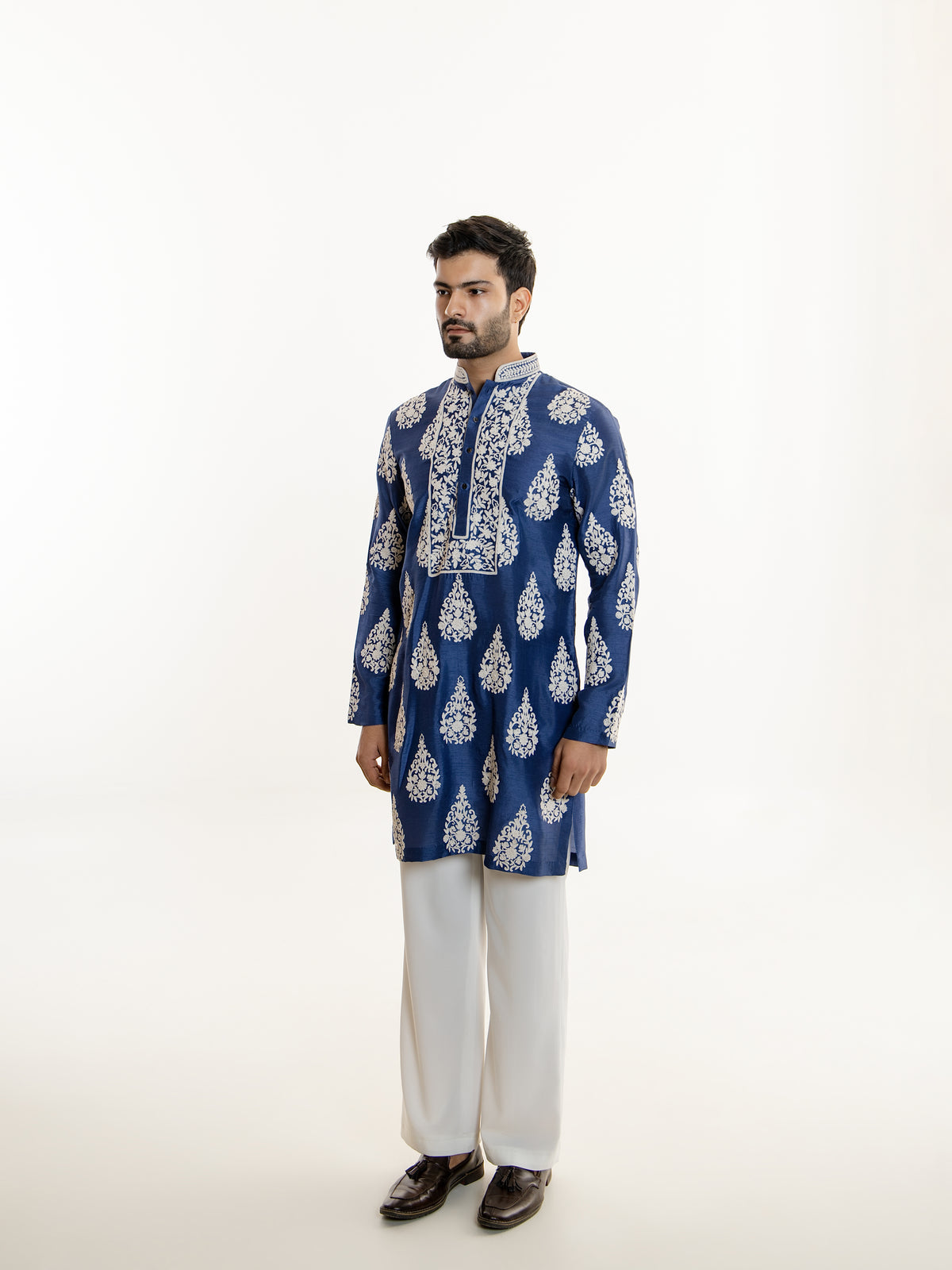 ROYAL BLUE SILK DORI EMBROIDERY  KURTA PANT SET