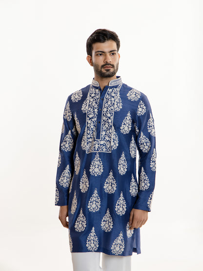 ROYAL BLUE SILK DORI EMBROIDERY  KURTA PANT SET
