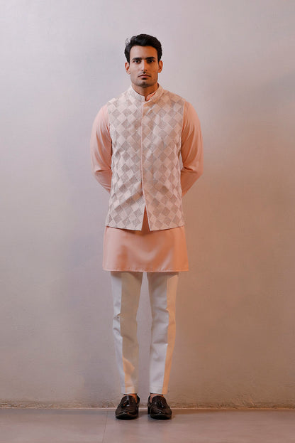 PEACH JACKET KURTA SET
