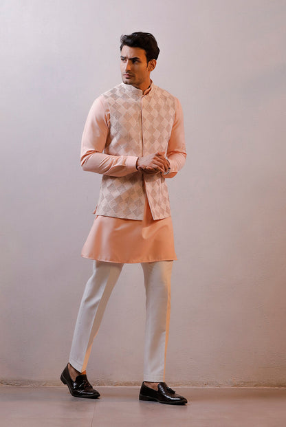 PEACH JACKET KURTA SET