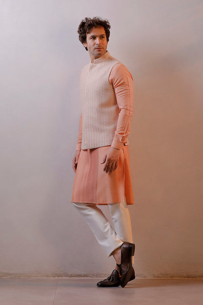 PEACH JACKET KURTA SET