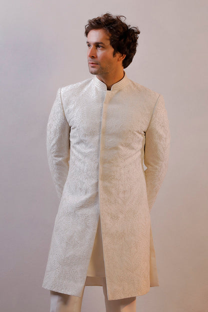 IVORY HAND EMBORIDERED SHERWANI SET