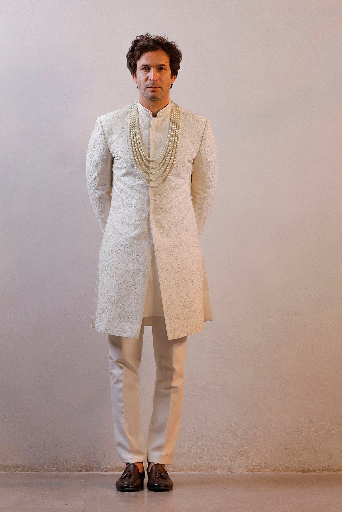 IVORY HAND EMBORIDERED SHERWANI SET