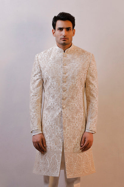 IVORY HAND EMBORIDERED SHERWANI SET