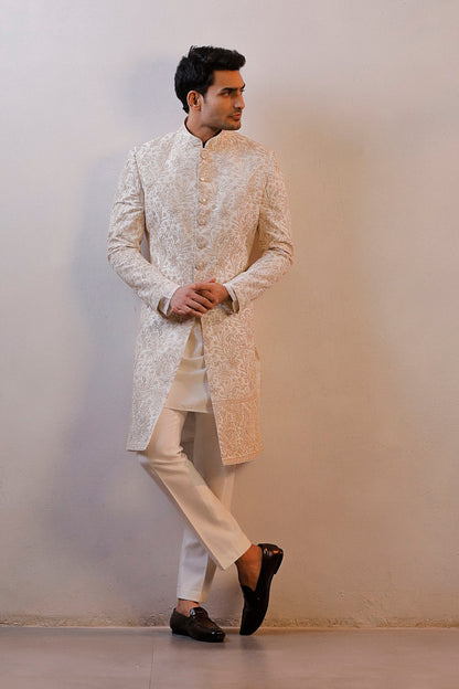 IVORY HAND EMBORIDERED SHERWANI SET