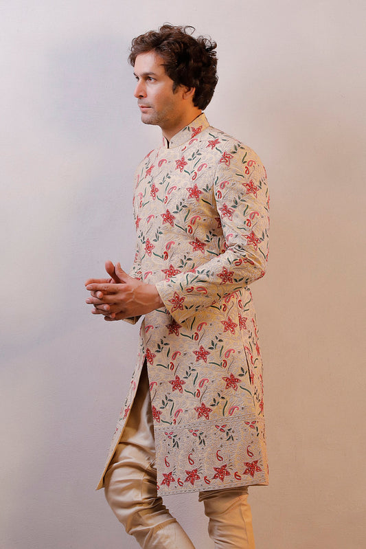 GOLDEN HAND EMBORIDERED SHERWANI SET