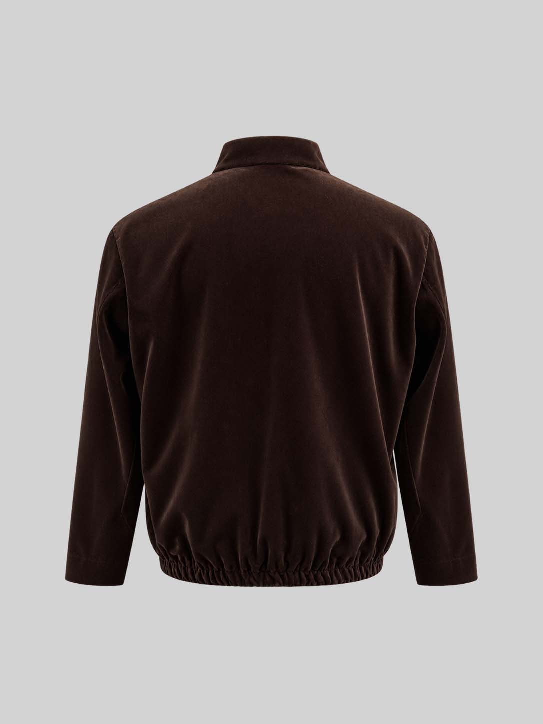 Brown Velvet Mandarin Collar Jacket