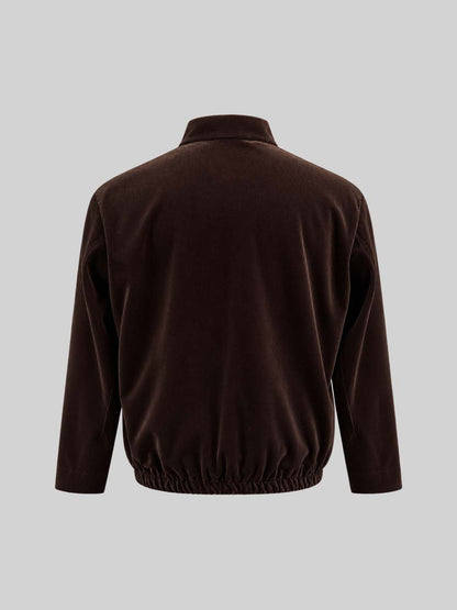 Brown Velvet Mandarin Collar Jacket