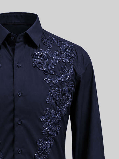 Embroidered Cotton Satin Shirt