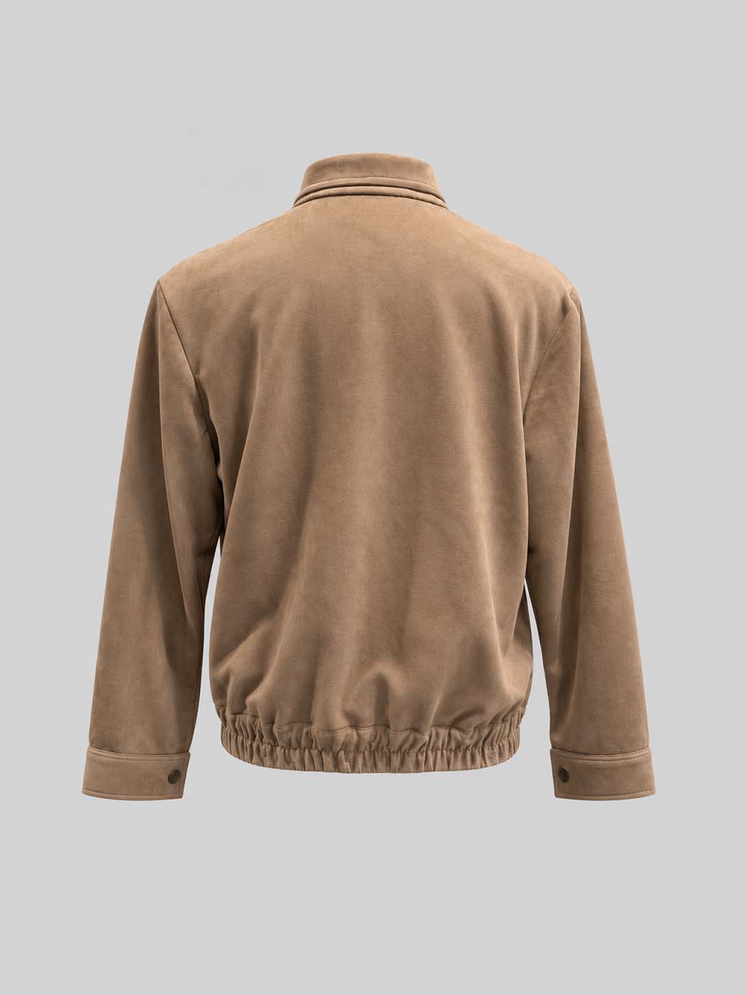 BEIGE SUEDE EMBROIDERED ZIP JACKET