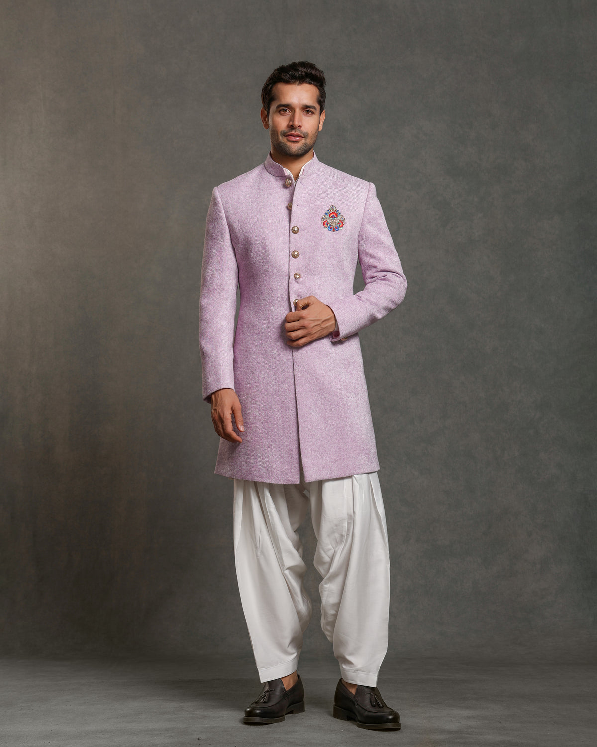 PURPLE EMBROIDERY INDO WESTERN