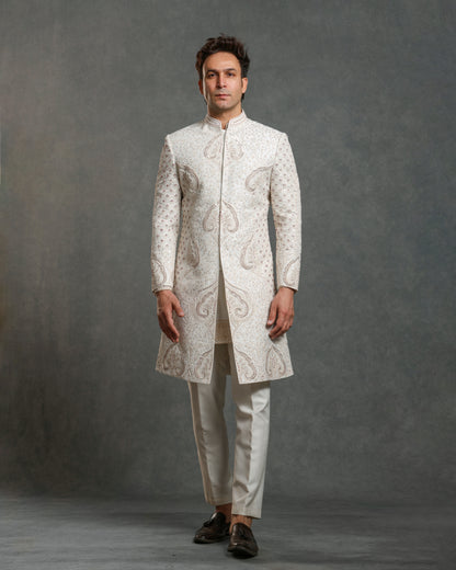 IVORY FULLY EMBROIDERY SHERWANI