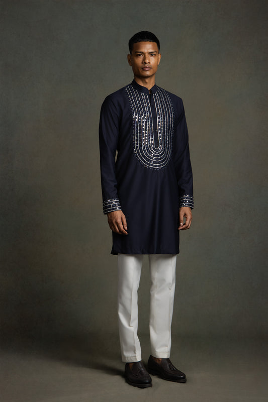 MIRROR EMBROIDERY KURTA  SET