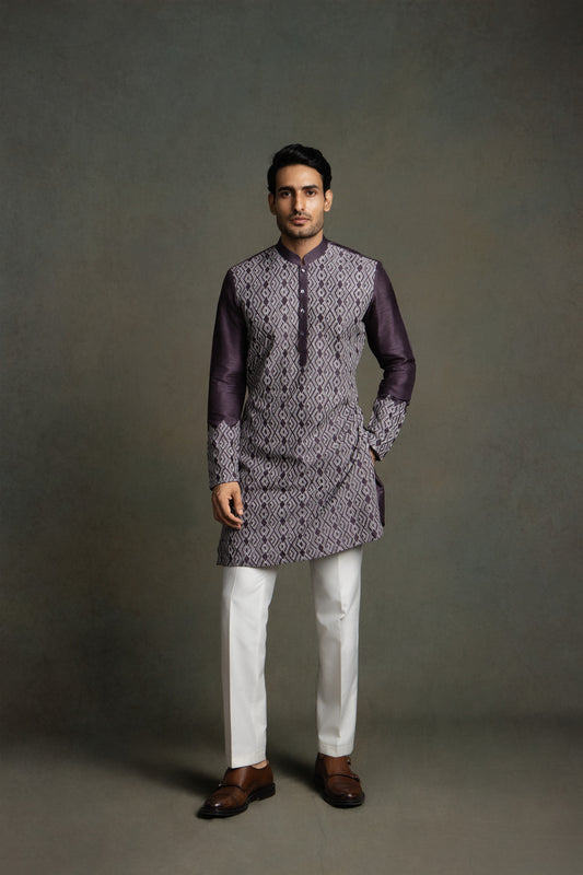 GEOMATRIC  EMBROIDERY KURTA SET